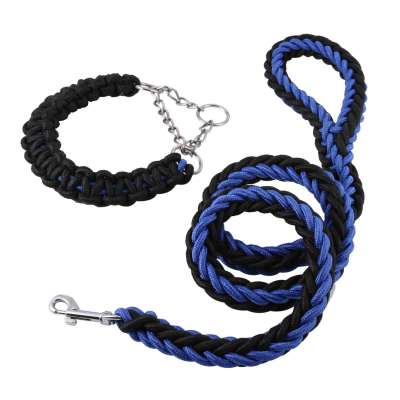 Kingtale Heavy Duty Braided Dog Leash, Strong Rope Leashes with Adjustable Martingale Braided Collar Slip Lead for Dogs Training