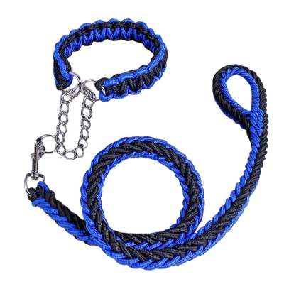 Kingtale Heavy Duty Braided Strong Rope Leashes Adjustable Martingale Braided Collar Slip Lead for large dog