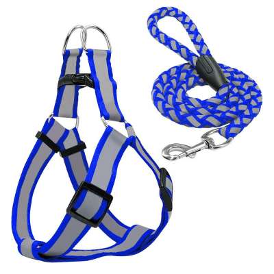 Kingtale Reflective Step-in Dog Harness Leash Set Quick Fit Puppy Vest for French Bulldog